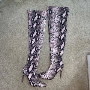 Thigh High Snake Print Boots